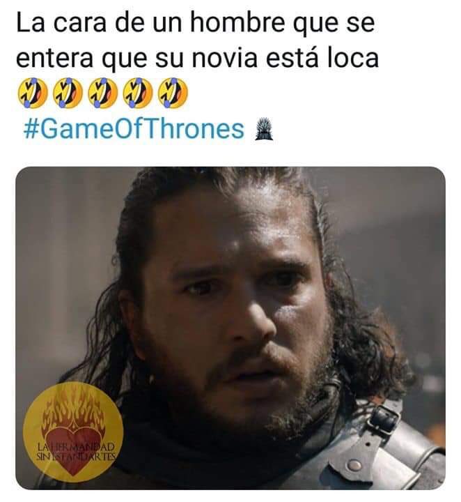 IsabeleEscobar's tweet photo. Lo mejor de mis lunes son los memes de GOT. Ya solo queda un cap ☹️. https://t.co/caNPkoQL9Y