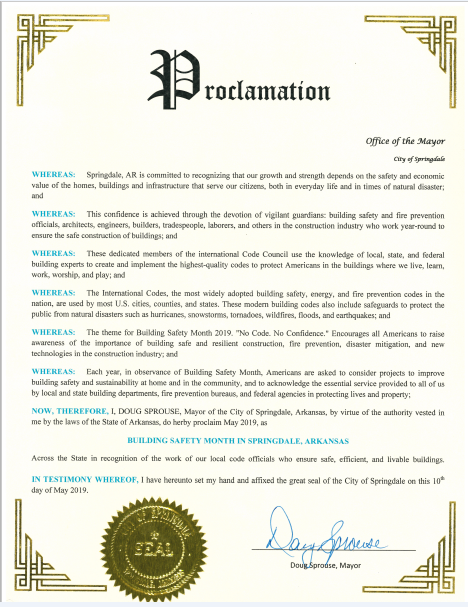 Springdale_AR's tweet photo. May is Building Safety Month in Springdale in recognition of the work of our local code officials who ensure safe, efficient and livable buildings. #CityofSpringdale #BuildingsDepartment https://t.co/guI5WsTorL