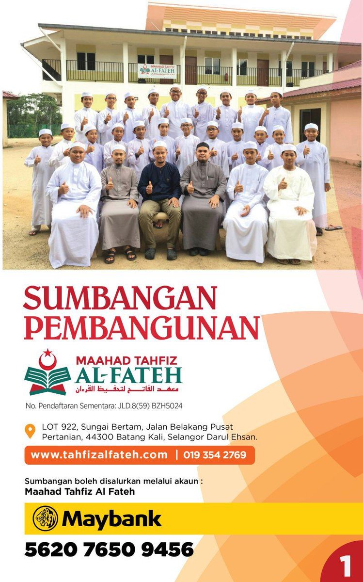 NorSyamimiMusa's tweet photo. Sumbangan Pembangunan Tunai Pembanhunan Maahad Tahfiz Al-Fateh.

#infaqramadan #maahadtahfiz https://t.co/lywZ9S40sZ