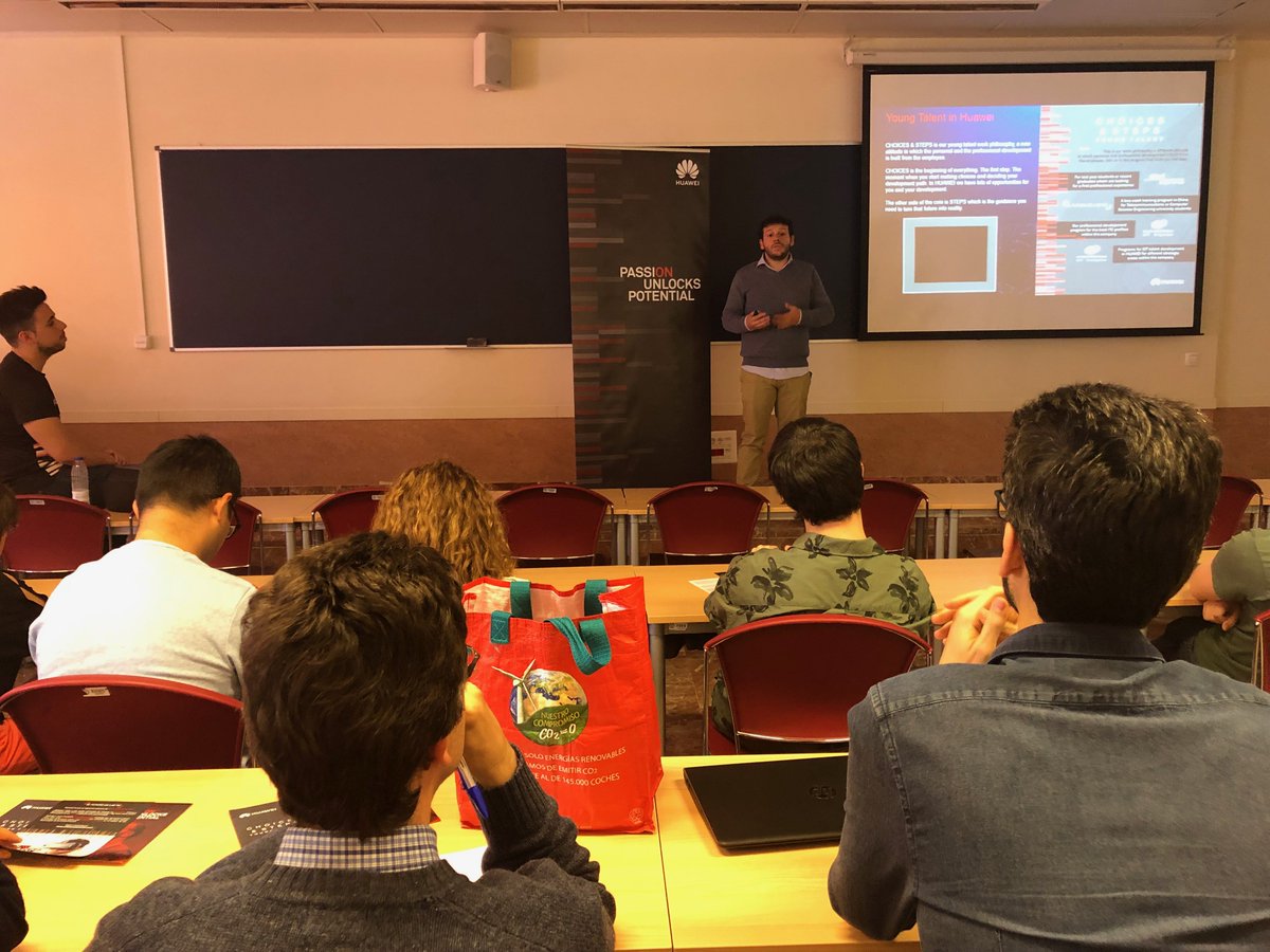 HuaweiSpain's tweet photo. #Huawei apuesta por el #TalentoJoven y por ello hoy hemos impartido un seminario especializado en #Tecnología #5G en la @UC3M. También hemos presentado nuestro programa de incorporación de Breakthrough #ICTEngineer. Conoce más 👉 https://t.co/Tnz5PsICsV #PassionUnlocksPotential https://t.co/JKIkpYQ0HM