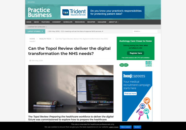 iCare24Group's tweet photo. 👔 Can the Topol Review deliver the digital transformation the NHS needs? - Practice Business #recruitment #business #nhs https://t.co/6qtAagxELs https://t.co/L2G8ZNCKdY