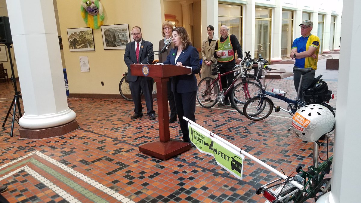 bcgp's tweet photo. At @PennDOTNews presser abt #bikemonth @SecRichards reported on 20$m from its Multimodal Fund & $13.4 frm TAP being granted in 2018. She also prioritized the parking protected bill #hb792. 18 bicyclists killed in 2018 in PA, important reason why PA needs #hb792 passed asap https://t.co/fd4chVETcg