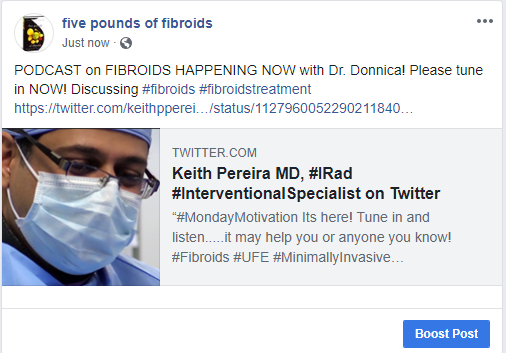 CureFibroidsMov's tweet photo. #women with #fibroids, PLEASE share this Podcast with other #fibroidsufferers on Facebook!!! I just did...In the Ladies Room with Dr. Donnica is very informative!!! @CureFibroidsMov https://t.co/js3Mcf7LL2