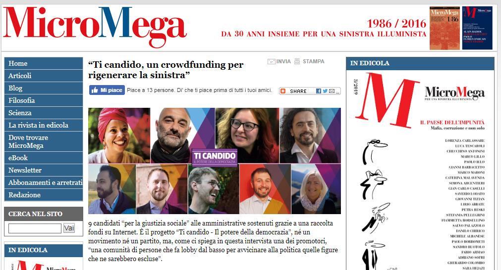 “Ti candido, un crowdfunding per rigenerare la sinistra”

Bella intervista di <a href="/giakrussospena/">Giacomo Russo Spena</a> a <a href="/ElenaOstanel/">Elena Ostanel</a> 

temi.repubblica.it/micromega-onli…

[ ps: due settimane al voto! donate donate donate! >> ticandido.it ]