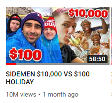 𝙅𝙊𝙎𝙃 𝙕𝙀𝙍𝙆𝙀𝙍 Sidemen 10 000 Vs 100 Holiday Video Has Broken 10 Million Views Thank You All So Much Make Sure You Re Subscribed To The Sidemen Channel T Co Jski1xbjk6 T Co Bw1fuhhfrg