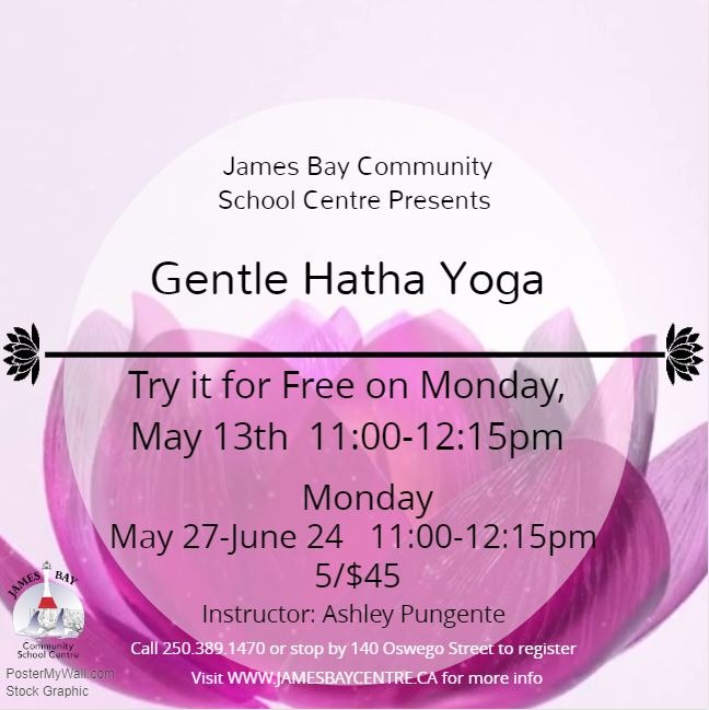 Today is the day! Come out to try Ashley's Free Trial of Gentle Hatha Yoga this morning at 11:00-12:15pm.

#Free #Trial #yoga #GentleHatha #Monday #active #Victoria #JamesBay