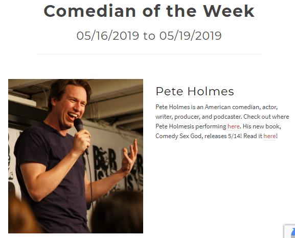 comedianado's tweet photo. This week's Comedian of the Week is @PeteHolmes! His new book, Comedy Sex God, releases 5/14! Check  out at https://t.co/LUGj7CIn4l #Comedianado #PeteHolmes #standupcomedy #standup #comedy #standupcomedian #comedian #hilarious #funny https://t.co/4CFAPbDp3J