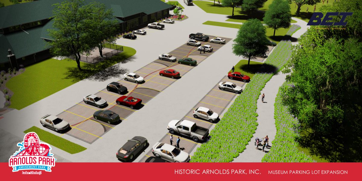 arnolds_park's tweet image. We've got a new parking lot in the works! A new pathway that leads to the water from the parking lot will also be a part of this project.

This will provide 56 new parking spots for the Park. No trees will need to be removed for this project.