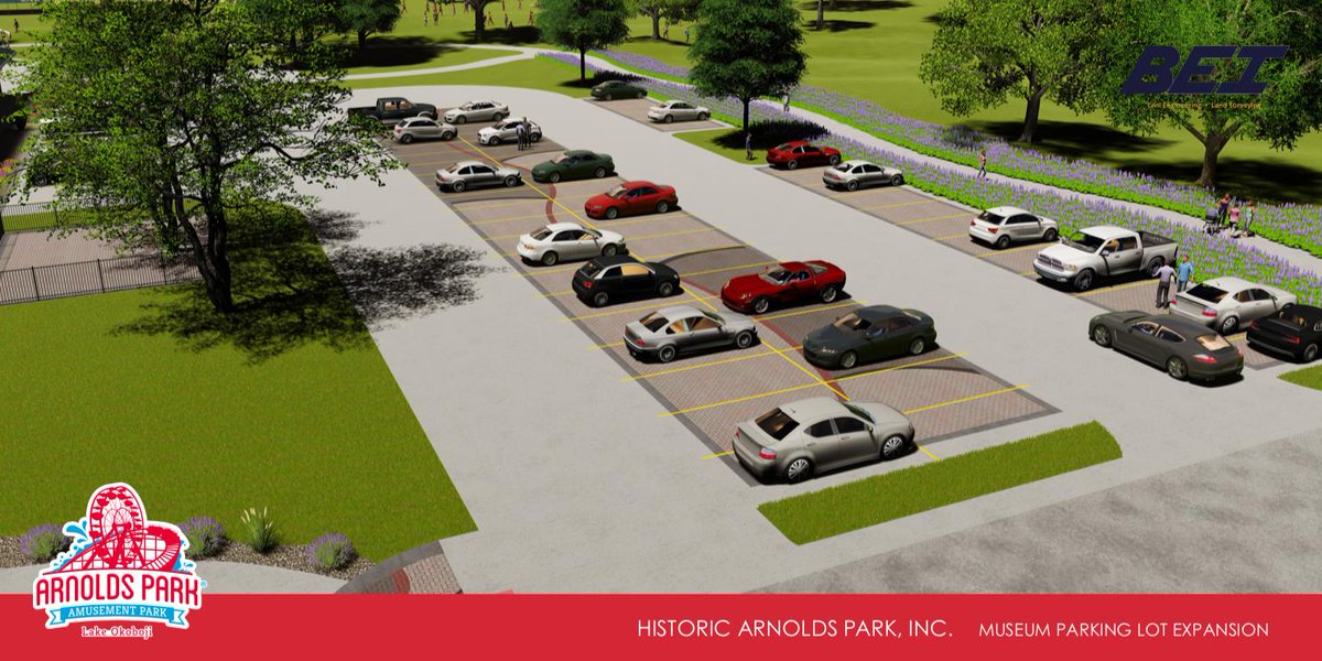 arnolds_park's tweet image. We've got a new parking lot in the works! A new pathway that leads to the water from the parking lot will also be a part of this project.

This will provide 56 new parking spots for the Park. No trees will need to be removed for this project.