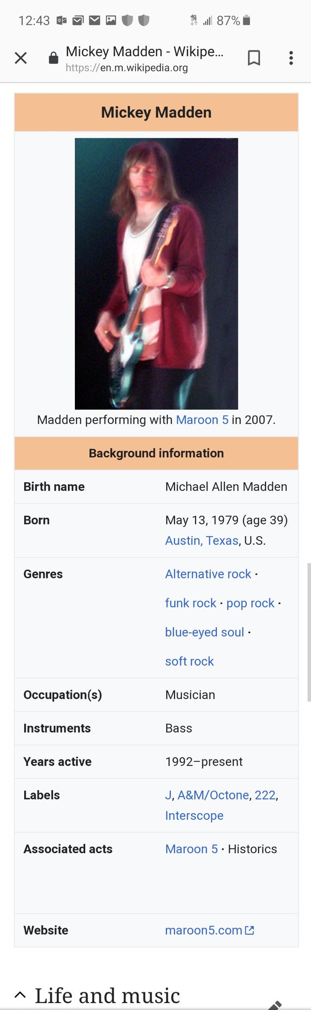Happy birthday to Mickey Madden also...same day as my daughter Maria...hes just a year older 