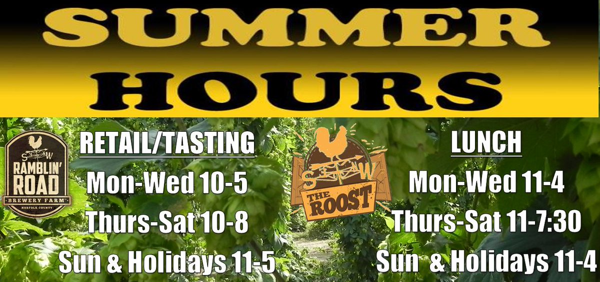 Summer Hours are here!!  Just in time for #MayLong #NorfolksBestBrew #TheRoost