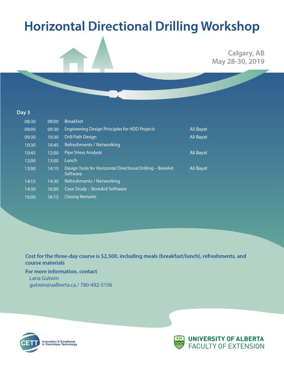 Join us for CETT's three-day HDD course at the end of May. For more information, contact gutwin@ualberta.ca, or register now at the Faculty of Extension website (ualberta.ca/extension/cont…).
<a href="/uaxConstruction/">Construction UA Ext</a> 

#HDD #trenchless #trenchlesstechnology