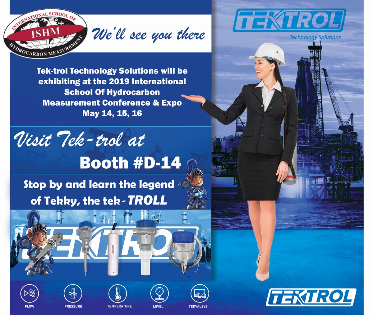 tektrol's tweet photo. Come visit us at the 2019 International School of Hydrocarbon Measurement Conference &amp; Expo May 14th, 15th, and 16th.  As with last year, we are proudly exhibiting so stop by and visit booth D-14!
#ISHM2019
#TektrolTechnologySolutions
https://t.co/8c6KAoYC9r https://t.co/MrqP2Px3qQ