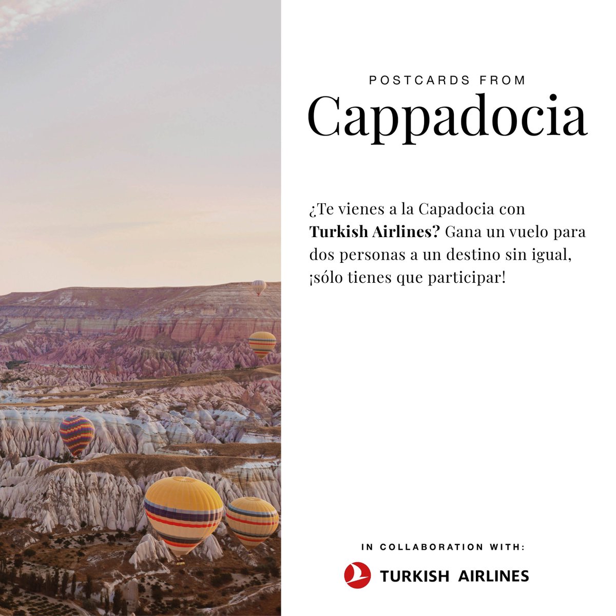 S 🎈R T E O | ¿ Te vienes a la Capadocia con <a href="/turkishairlines/">Turkish Airlines</a> ? 
Gana un vuelo para dos personas y disfruta de un paraje sin igual. Para participar sólo tienes que: instagram.com/p/BxZdiv8A6FU/