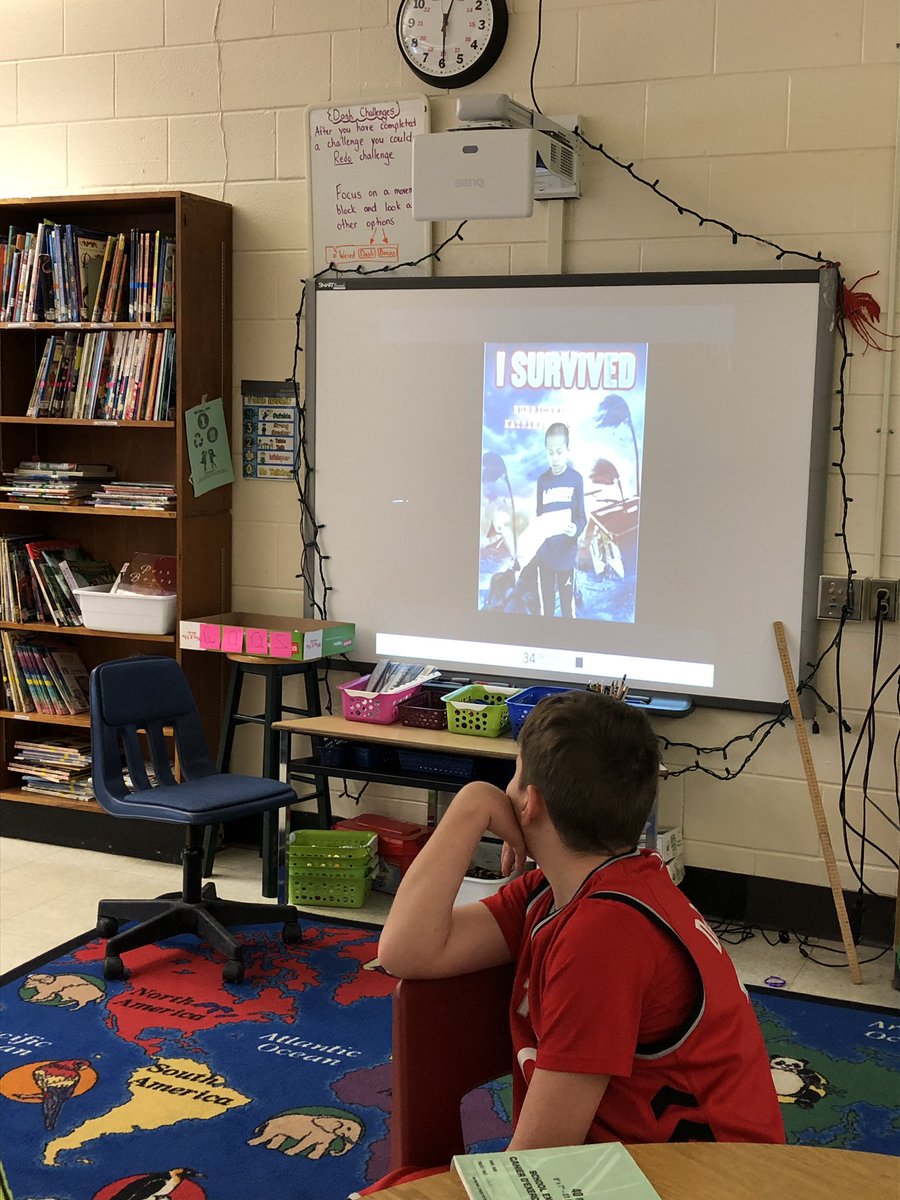 UPSLibrary's tweet photo. Grade 4s presenting their book talks LIVE with the help of our green screen and Apple TV #finallyauseforappletv @JamesLangner https://t.co/q5I7P6g4q3