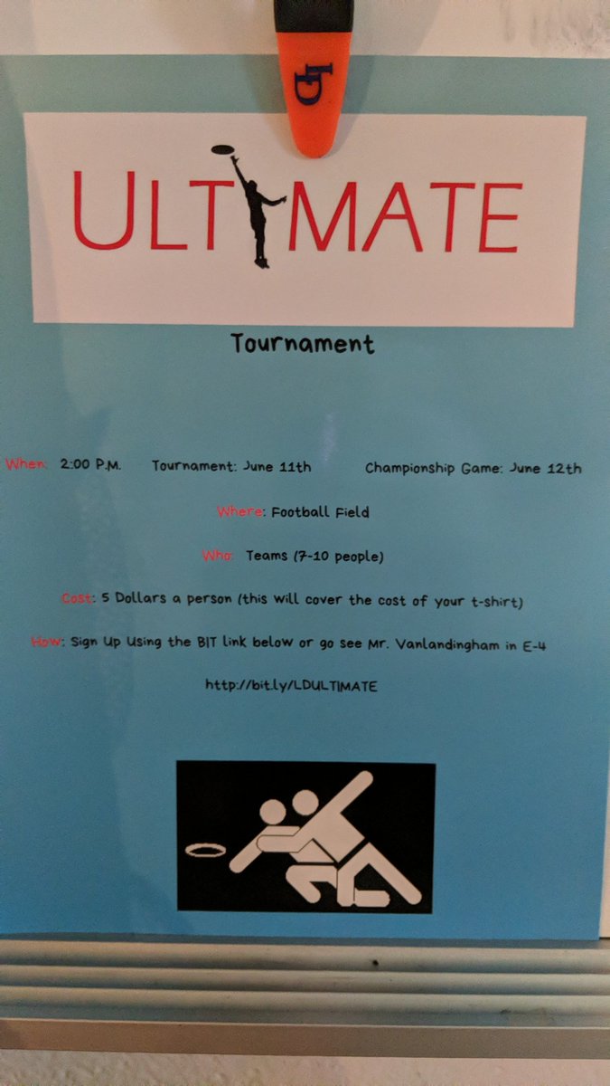 ULTIMATE FRISBEE! Get a team of 7-10 and sign up using the following link: bit.ly/LDULTIMATE