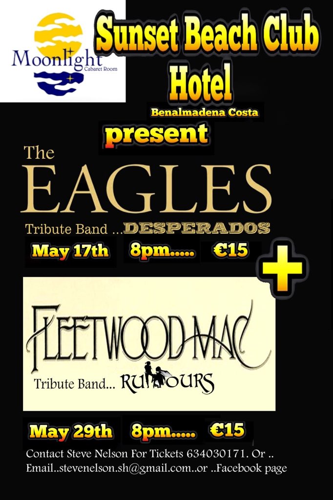 Eaglestributees's tweet photo. This weekend @SunsetBeachClub #Benalmadena #Malaga #CostaDelSol #Eaglestribute #livemusic https://t.co/1MJROdHsGn