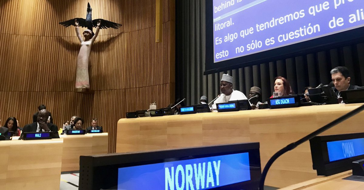 Amb Tijjani Mohammad Bande #Nigeria, candidate for the Presidency of UN General Assembly,  underscored i.a. the importance of #FinancingForDevelopment and combatting #IllicitFinancialFlows to reach our #CommonGoals @UN. #Norway values Nigeria’s leadership and our partnership.