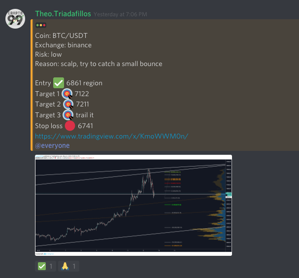 theo_crypto99's tweet photo. 👑 BTC UPDATE 👑
With the #BAKTT news out this was a perfect trade.
Pitchfork will always make you money, now we are on the top of the pitchfork channel on the 3min chart.
We got in on this in our discord group yesterday
16% up today💪
#crypto #bitcoin #btc @_crypto99 https://t.co/mHO0Ywrxv3