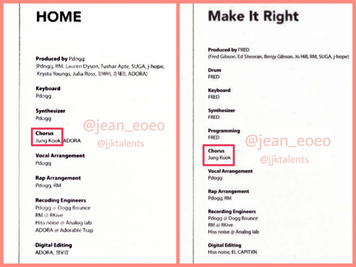 Jungkook's creditMap of the Soul: PersonaChorus:Boy with Luv MikrokosmosHomeMake it Right Jamais VuDionysus (scan cr. @jean_eoeo)  #JUNGKOOK  #정국