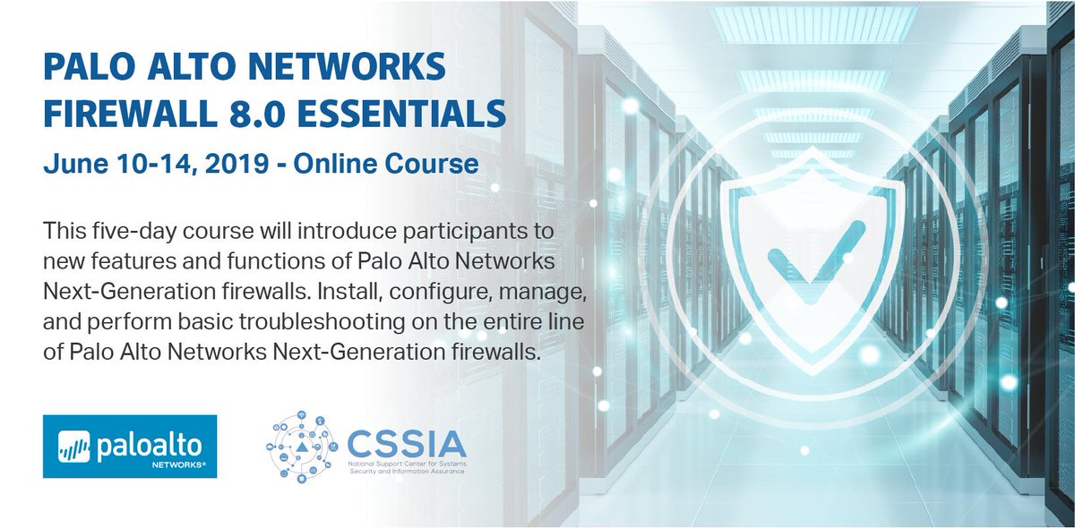 CSSIANRC's tweet photo. This 5-day course will introduce the basics of implementing and managing Global Protect and Active/Active High Availability features of the Palo Alto Networks Next-Generation firewalls. Learn more at https://t.co/NN4dC2vbb6 https://t.co/MC4615s4mS