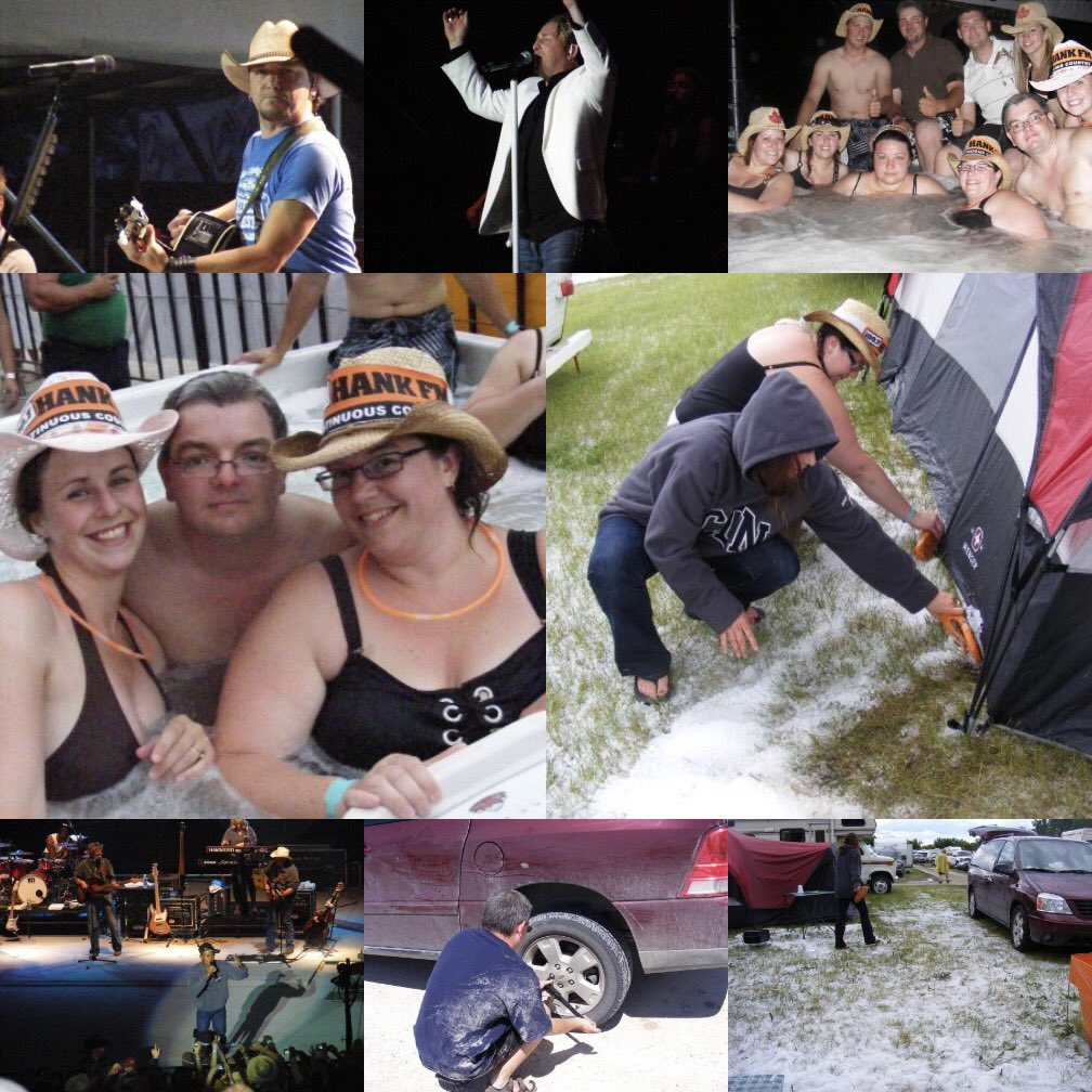 CherylChrrp's tweet photo. @Country_Fest  #cfestmemory  Countryfest 2009=flat tire, Neal McCoy, friends in the hot tub on Friday night! Roadhammers, Jason Aldean, HAIL storm, flip flop shovels, Hail as ice for drinks, Tim McGraw, Crystal Shawanda and Johnny Reid! great times with @massagemarni https://t.co/YM3MIkQteT