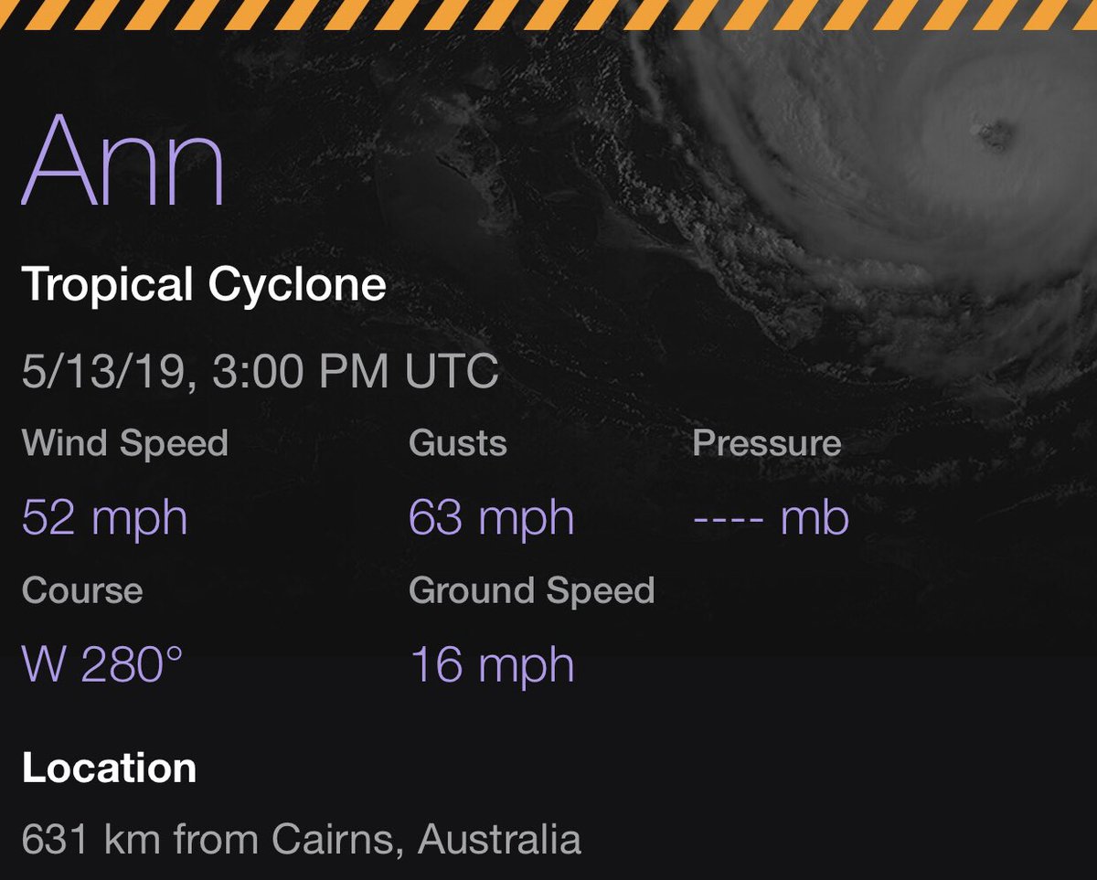 LKan69's tweet photo. #CycloneAnn is weakening, speeding up, and making a beeline towards #QueenslandAustralia. Landfall is expected tomorrow, mostly rainfall and flooding will be the biggest issue. https://t.co/OCQvr2DdtV