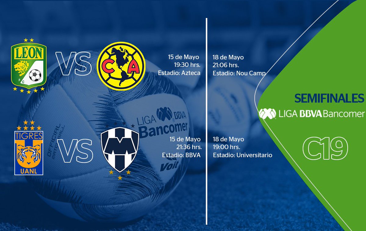 Así jugarán: @clubleonfc vs @ClubAmerica @TigresOficial vs @Rayados #héroes...