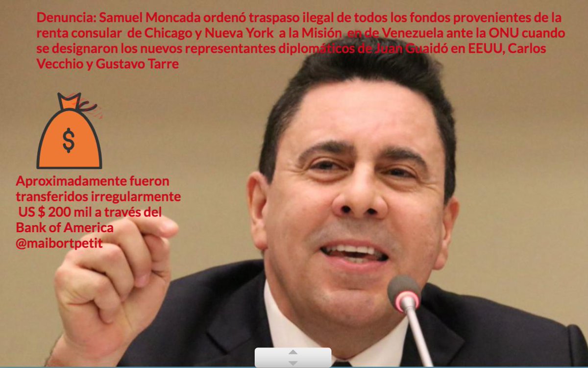 maibortpetit's tweet photo. Grave denuncia (hilo) Cuando el presidente (e) @jguaido nombró sus representantes en #EEUU @carlosvecchio y @tarrebriceno, Samuel Moncada giró instrucciones para que antes de abandonar el país los funcionarios del régimen de Nicolás Maduro se pasaran TODOS los fondos recaudados https://t.co/EbL5fUmjnI