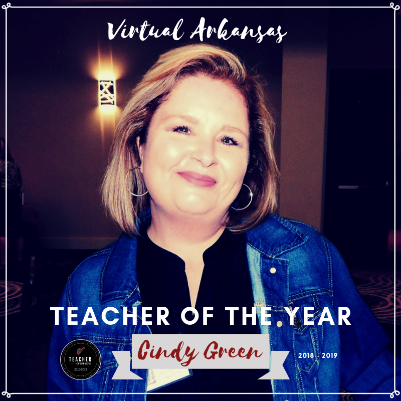 VirtualArkansas's tweet photo. VA is beyond excited to announce our deserving Teacher of the Year, Cindy Green. Ms. Green teaches 12th grade ELA and AP English Lit. Special thanks to our sponsors @CanvasLMS #GeniusSIS @galecengage @CourseARC & @QMProgram #vaimpact #LeadwithFocus #EduAR #VAblendedlearning https://t.co/QK01veUWKa