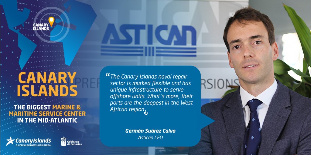 canariashub's tweet photo. An opportunity for the #navalrepairs sector in the future are #offshore units, states the CEO of Astican, Germán Suárez Calvo, and the Canary Islands´ ports are the only ones in their area that are ready

@FundaPuertosLPA @LasPalmasPorts https://t.co/tLcGJFrCFW