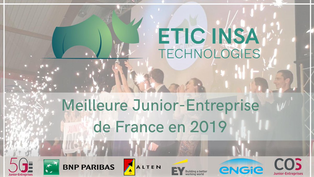 Heureux et fiers d'avoir remporté le Prix d'Excellence 2019 au #CNE19 🔥
 Merci aux partenaires premium <a href="/mabanque_bnpp/">Ma Banque BNP Paribas</a>, @Alten_Recrute, <a href="/EYRecrute/">EY Recrute</a> et <a href="/EngieCareers/">EngieCareers</a> pour cette nomination, et à la <a href="/cnje/">Junior-Entreprises</a> pour ce week-end qui restera inoubliable 💚
#WeAreJE #ETICOnFire #50AnsJE #PE19