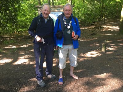 On #charity barefoot walk for <a href="/haslemeremuseum/">Haslemere Museum</a> #Autism project and now leaving Winterfold Wood for <a href="/WaverleyBC/">Waverley Borough Council, Surrey</a> area.  Great to be getting closer to home!  With good friend Jaap Van Klinken this morning - thanks for your support Jaap