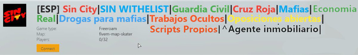A ver gentes!! RT A TOPE!! Mi cuñado acaba de arrancar un servidor de Five M para poder disfrutar del mejor rol traido por GTA V.
Se llama SIN CITY y ha introducido ideas innovadoras , más coches (incluído el de la Guardia Civil), oficios nuevos y mucho más contenido...