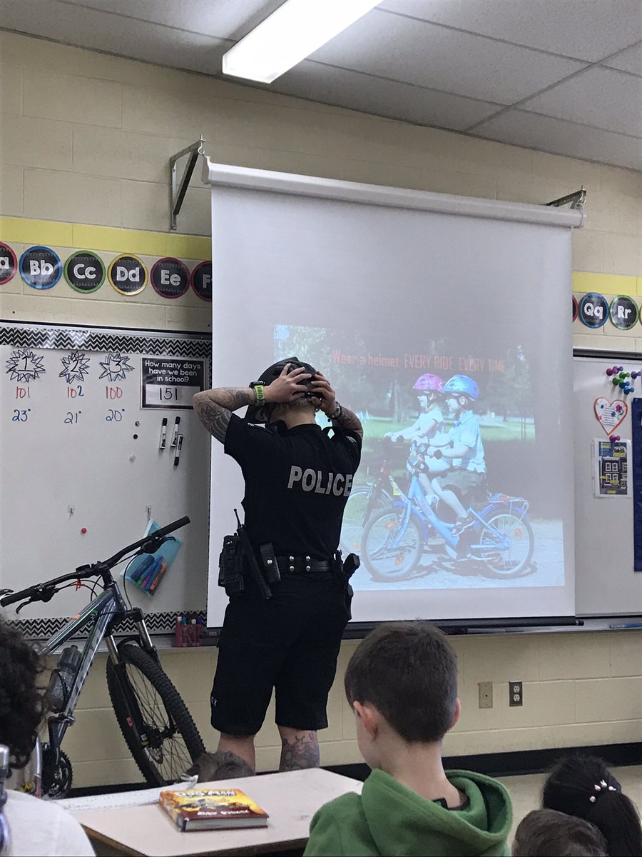 CstBoxall's tweet photo. @DrPerrySchool this morning with @childinjuryprev for #bikesafetyweek. Thanks to @SGItweets aquired brain injury project 3 lucky kids went home with brand new @DutchCycle helmets! #buildsafebikers @reginapolice @ReginapoliceCEU https://t.co/K6Def81QGy