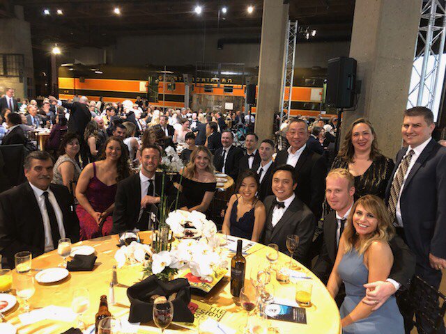 Stantec's tweet image. Honored to be on-site for the unveiling of a special monument and interpretive sign (which our team members helped envision) for the 150th anniversary of the Transcontinental Railroad, alongside @CSRM_Foundation. Thrilled to have a table at the event Gala as well! #railroad150