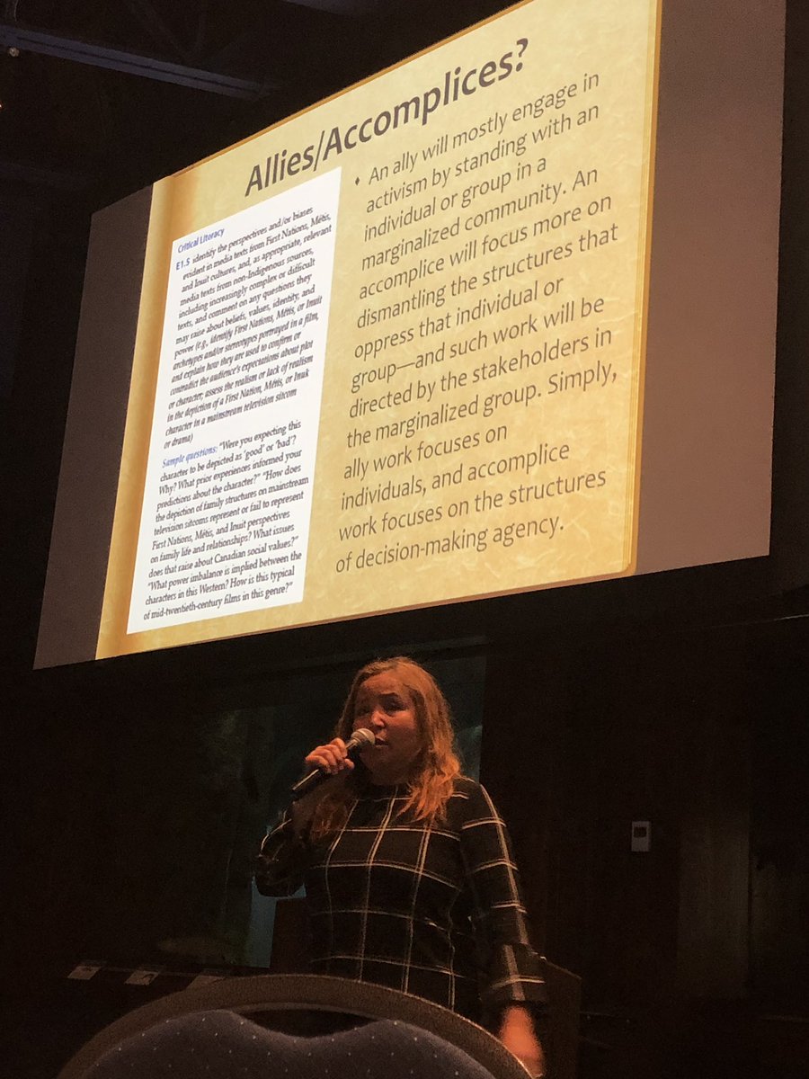TroyMaracle's tweet image. Allies stand beside, but an accomplice is someone who acts. By teaching NBE you are being called upon to let the experts (the Indigenous authors)  speak for themselves. Facilitate the opportunity for the students to spend time with multiple experts. #sitbeside #JointNBE