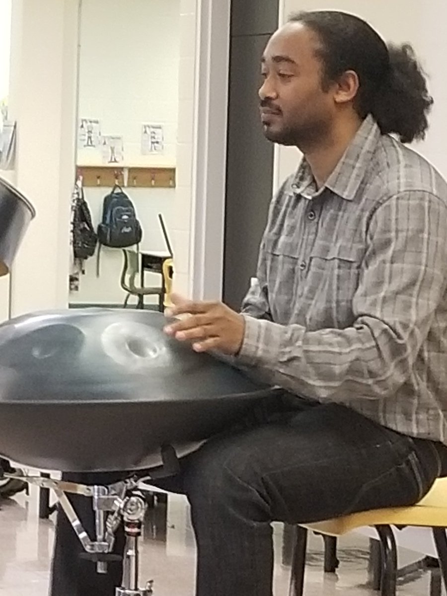 JasonCo98501160's tweet photo. Thanks to Pepeto Pinto for sharing his talent and knowledge.  Ellerslie students and staff loved hearing the steel drum and the hand drum as well as learning about both instruments. #GoEAGLES. https://t.co/XmNKg2CIoB