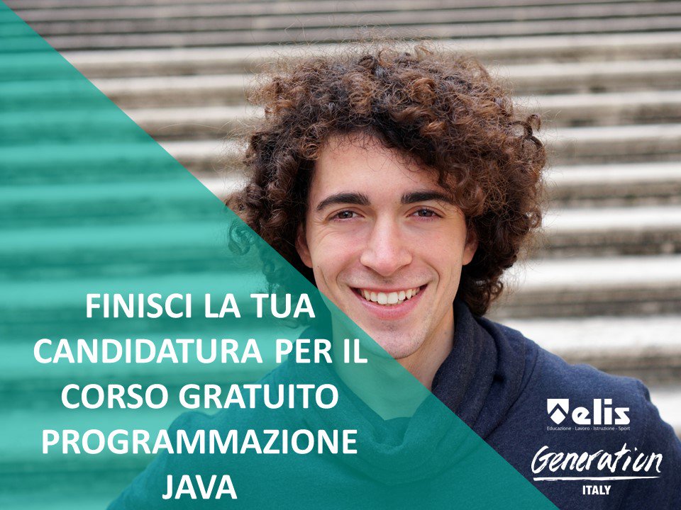 Le candidature per il corso di #Programmazione #Java a #Roma CHIUDONO mercoledì 15 maggio! Cosa aspetti a candidarti? Il corso inizia il 27 maggio! Link bit.ly/2KOaKSI