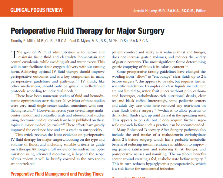 MayoAnesthesia's tweet image. Perioperative Fluid Therapy for Major Surgery
Clinical focused review
#FreeScience #SharingScience
@ALNanesthesia @MayoAnesRes 
bit.ly/2Yg5YiJ