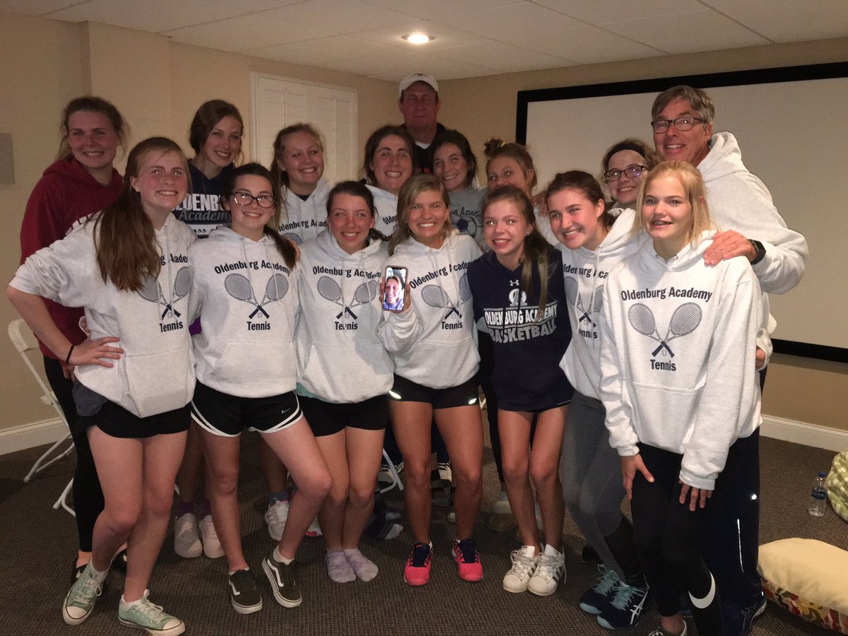 OldenburgStorm's tweet photo. @IHSAA1 @IHSAAtv The OA Twisters ended their regular season with a pizza party and the sectional draw!! Let’s go OA! 🎾 https://t.co/hcn9FIY71Q