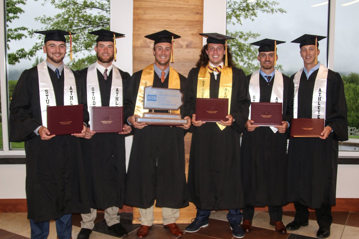 GoBUHuskies's tweet photo. Congrats to Morgan, Nick, and Tom from @BUXCTF and to Mark, Zach, Ashton, Jimmy, Ryan, and Jeremy from #BloomsburgBaseball who became graduates from BU on Monday evening. They were participating in PSAC postseason tournaments on Saturday so we had a special celebration tonight! https://t.co/KhiQLuMc5t