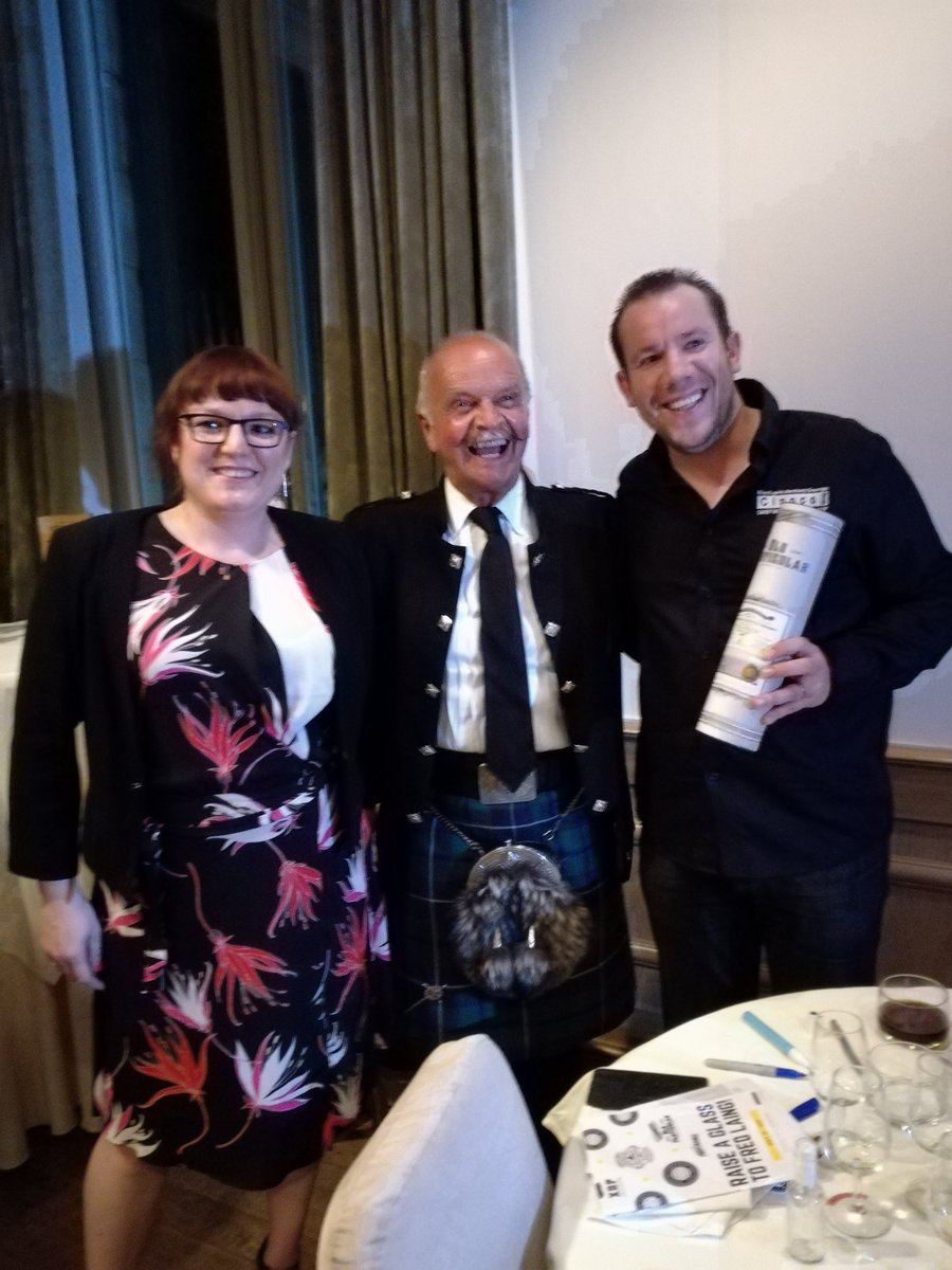 McMDrams's tweet photo. Raise a glass to Fred Laing! Wonderfull evening with great stories, good food and excellent drams! Thanks Fred and Dale! @DLaingWhisky @FemkeVD1 https://t.co/qCUTOqWqfe