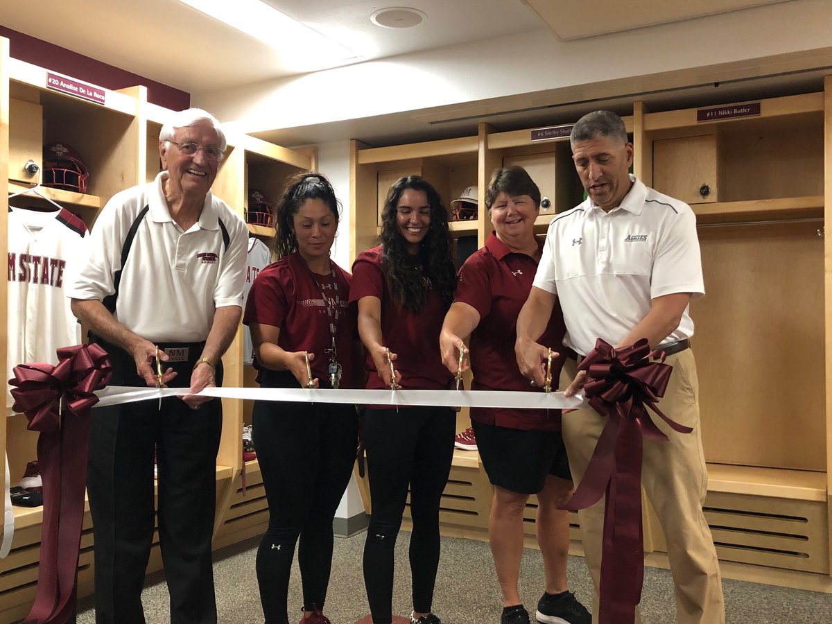 Cutting the ribbon for the new women’s softball locker room. Great improvement for our great NMSU team. As you may recall I was their batboy when they went to the NCAA tournament. It was a joy to watch these athletes in action