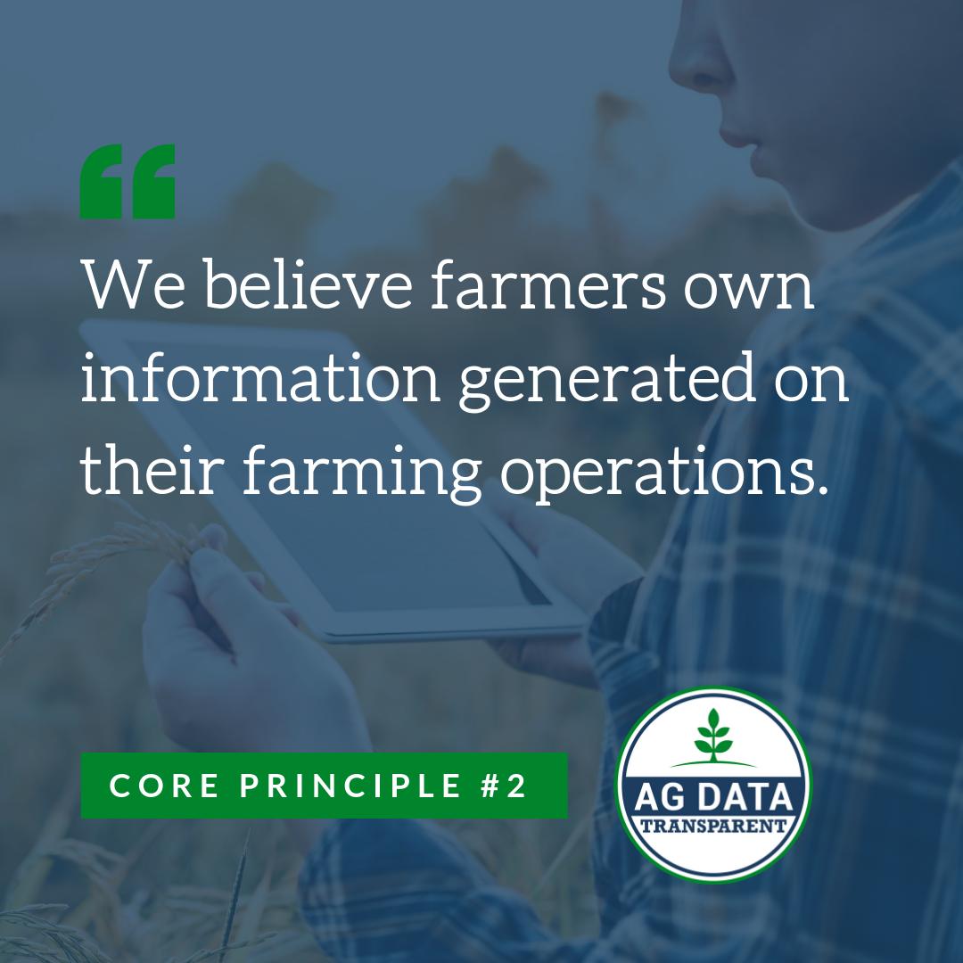 AgDataTE's tweet photo. The farmer owns the data. We don't believe there should ever be a ? at the end of that statement. That is why we focus on helping farmers and ranchers know that the contracts they sign are clear about ownership from the get go. #ADTCorePrinciples https://t.co/ZliIEEFBwf