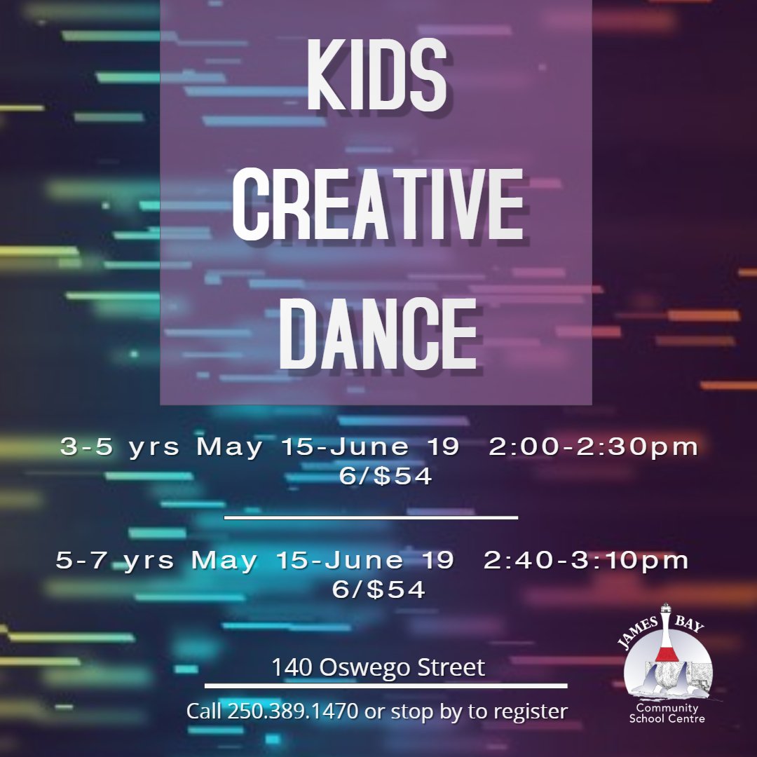 🦋 We pushed the start date 1 week for our Kids Creative Dance class to allow a little more time for people to register. The class starts on Wednesday May 15, please call ahead to register to avoid disappointment. 🌻

#kids #dance #victoria #creative #active