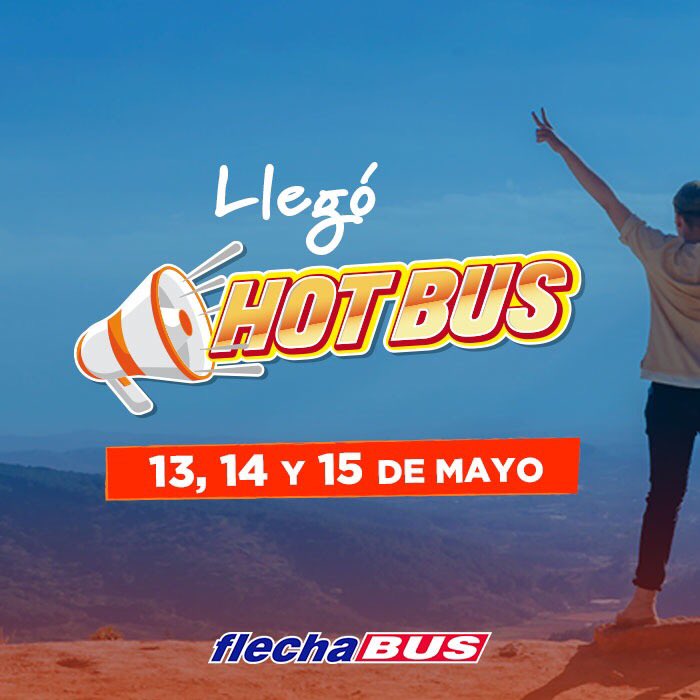FlechabusOfi's tweet image. 🔥Llegó el Hot Bus🔥 Comprá del 13 al 15 de Mayo, con hasta 70% off en servicios seleccionados. Para que viajes desde Mayo y hasta Noviembre de 2019.
Macro 3 cuotas sin interés, Naranja 6 cuotas sin interés 👉🏼 flechabus.com.ar/2019/05/hotbus… #HotSaleArg #hotsale  #hotbus