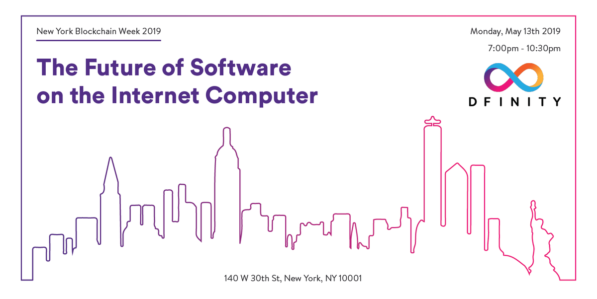 dfinity's tweet photo. Thank you #Consensus2019! Next up, a dive into The Future of Software on the Internet Computer, featuring a special DFINITY demo and fireside chat with @jeffjohnroberts of @FortuneMagazine. #NYBlockchainWeek https://t.co/ufgjfap0bk https://t.co/7PkWhiw8G9