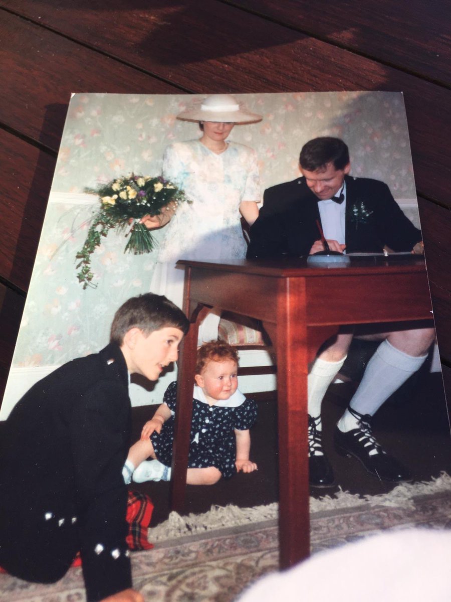 willie1305's tweet photo. 25 years ago today Jan, Willie, Graham, Hannah, Suzanne at the wedding ceremony. Up to date picture includes the three additions to the family - Gemma, Lewis and Theo #family #tothenext25 https://t.co/A4R2HL14aW