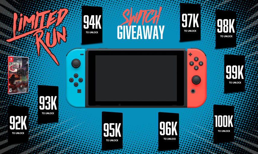 Well, that was quick. Our first game in the 100K follower giveaway is Bloodstained: Curse of the Moon! 🌕

Let's see how fast we can get to a hundred thousand so we can give away this awesome package.